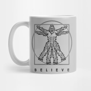 Believe Vitruvian Bigfoot Funny Leonardo da Vinci Sasquatch Vintage illustration Mug